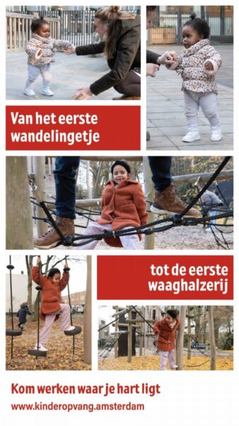 Wervingscampagne van Gemeente Amsterdam voor het aantrekken van medewerkers in de kinderopvang